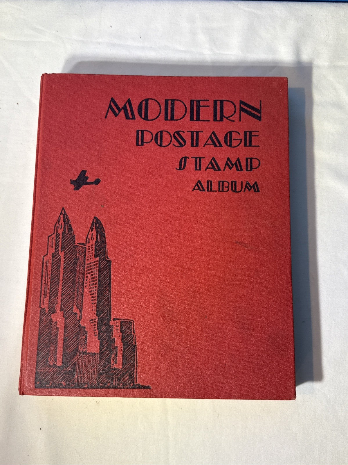 Modern Postage Stamp Album US World Stamps 1940s Collection Plus Loose Stamps