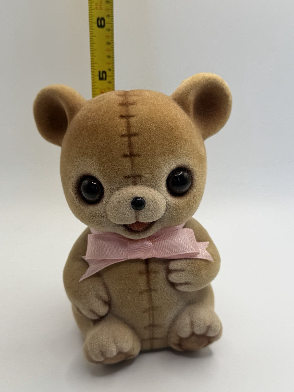 Vintage Possible Dreams Dept 56 Flocked Teddy Bear Coin Bank Figurine Lot of 2
