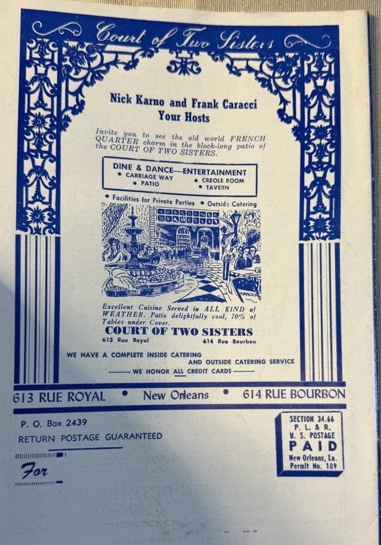 Vintage New Orleans Louisiana Tourist Guide Blue Book Mardi Gras Map 1950s-60s