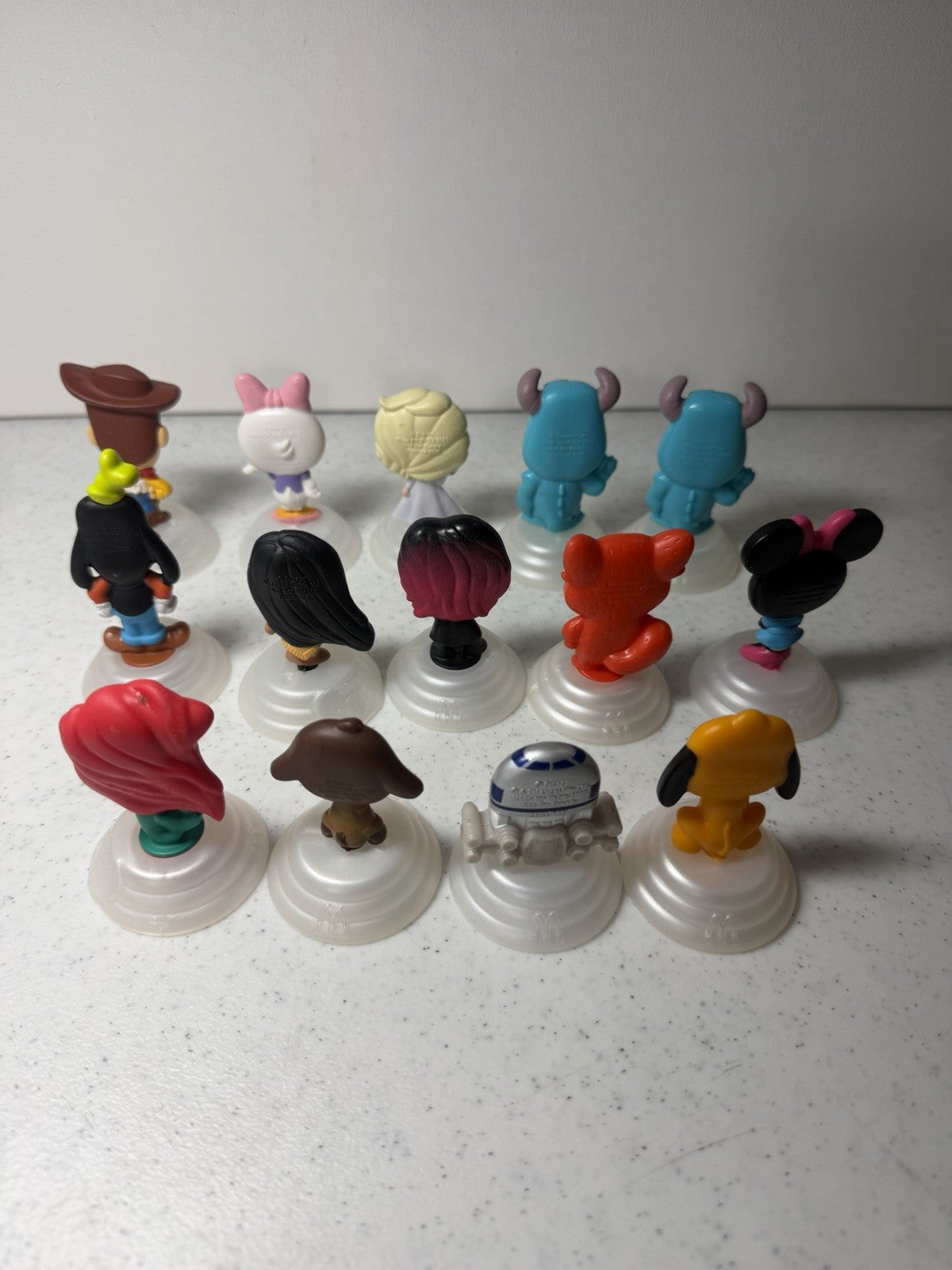 Disney 100 McDonald's Happy Meal Toy Lot 14 Figures Ariel Woody Elsa R2-D2