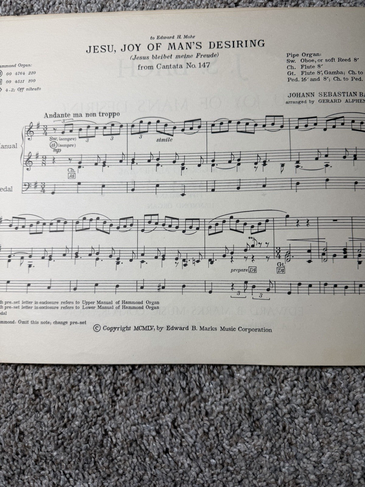 Vintage Piano Sheet Music, 1955 Bach, 1967 Windy, 1953 Winter Wonderland