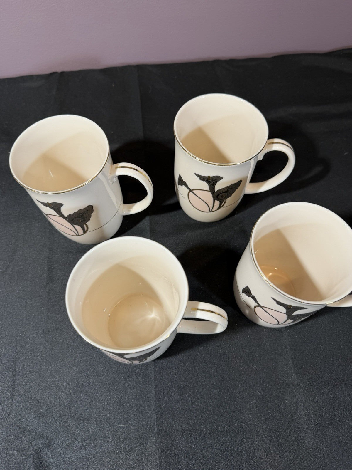 Otagiri Cala Lily Mugs Set of 4 Vintage Japan Curtis Swann