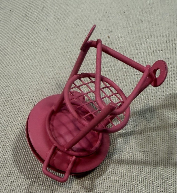 Vintage Metal Dollhouse Pink Grill Miniature Patio Barbecue Accessory 2.5"