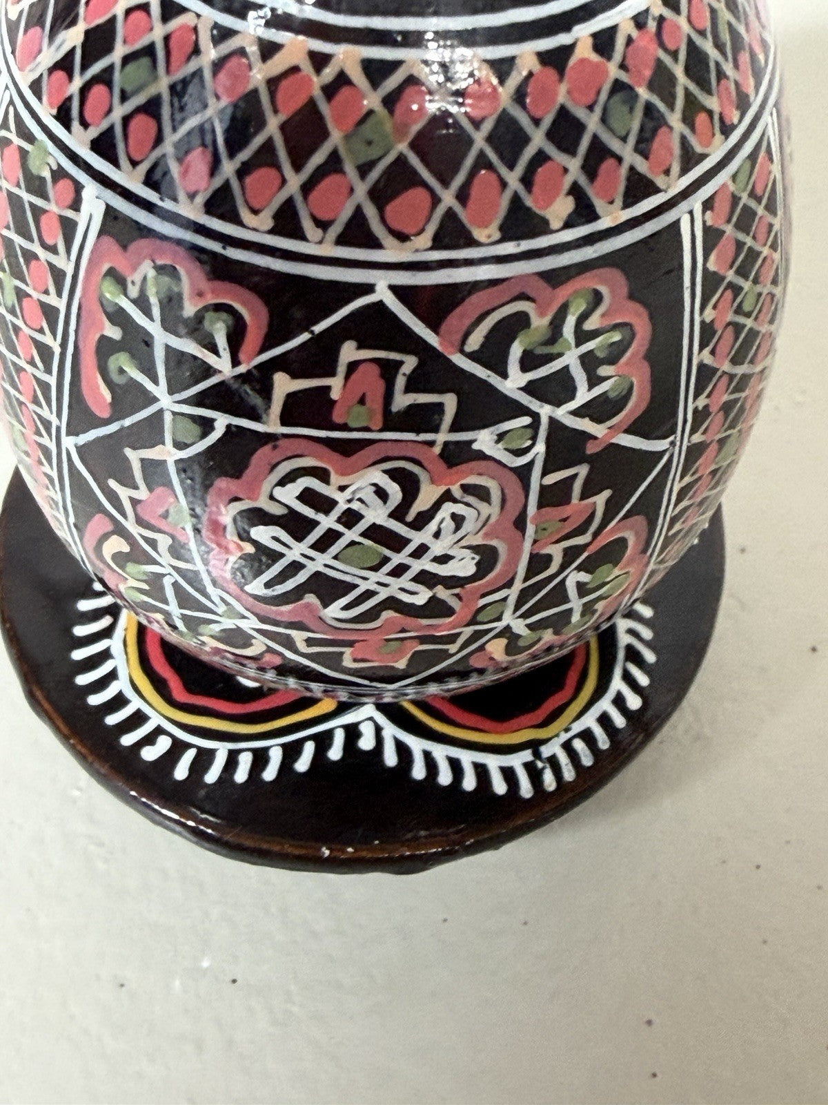 Vintage Hand Painted Pysanka Egg Folk Art Ukrainian Style Wooden Display Stand
