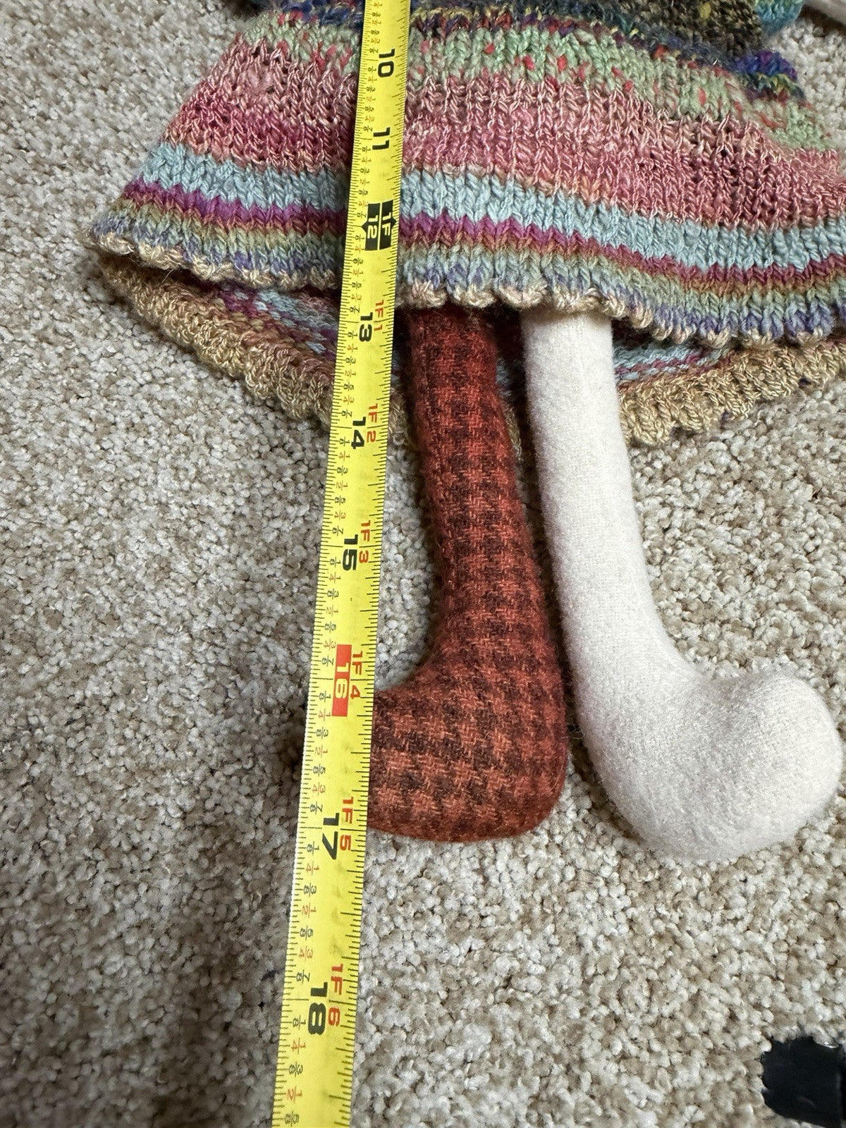 Handmade Art Doll Rag Doll Embroidered Body Knit Dress Hair Ribbon Collar Folk