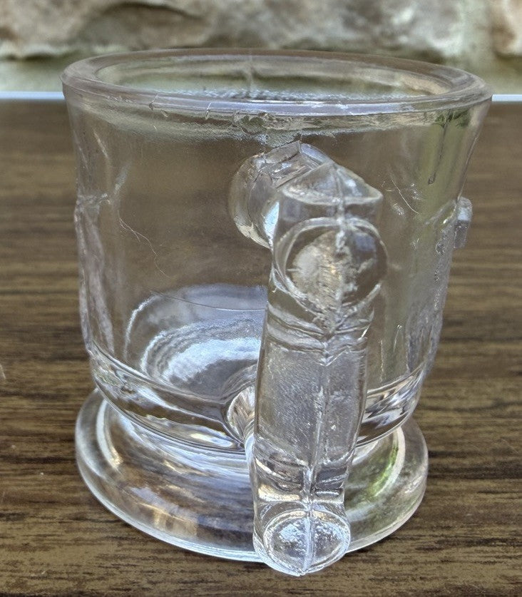 Antique Bryce Brothers EAPG Deer Cow Childs Clear Glass Mug Circa 1880s Cup