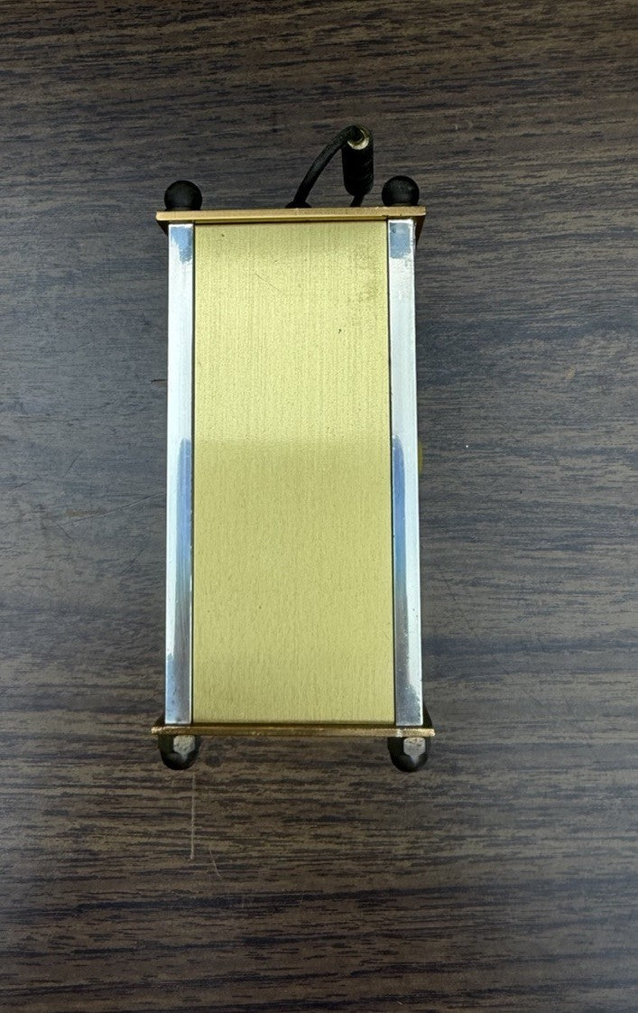 Vtg Mini Brass Carriage Clock Gold Silver Tone Quartz Roman Numeral Desk Shelf