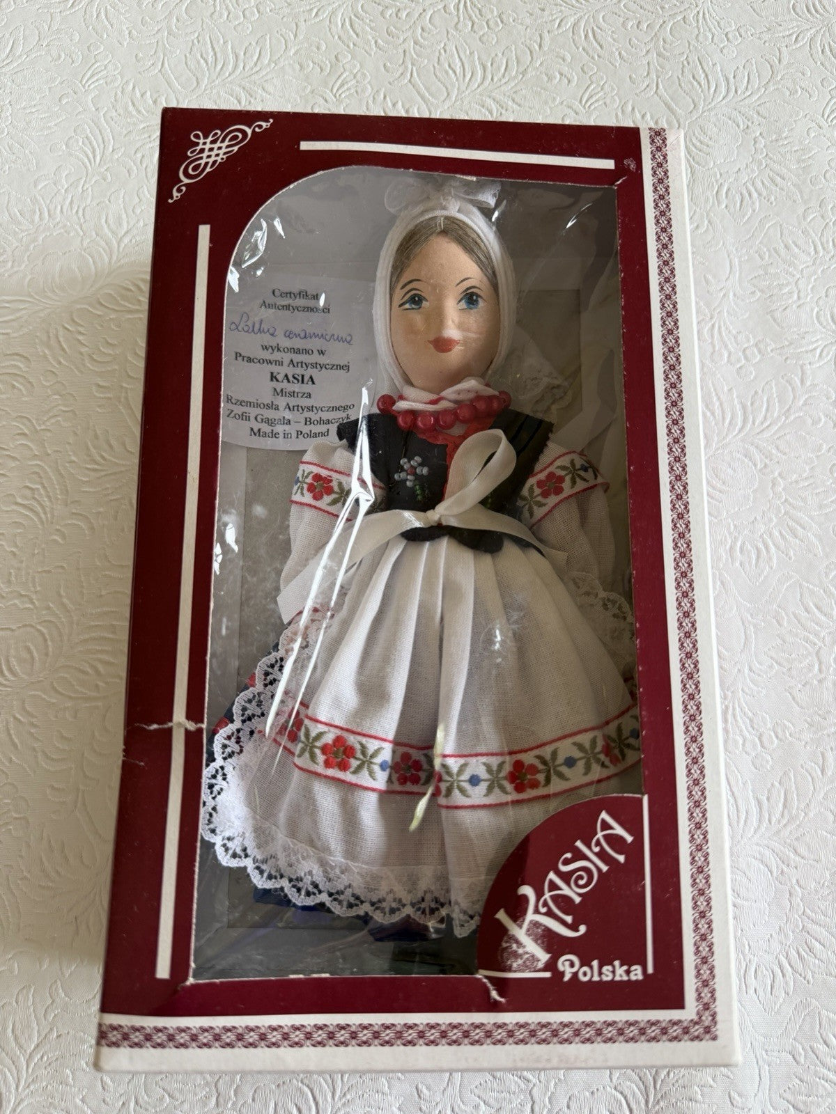 Vintage Kasia Poland Folk Art Doll Rzeszow Traditional Costume Boxed 8.5"