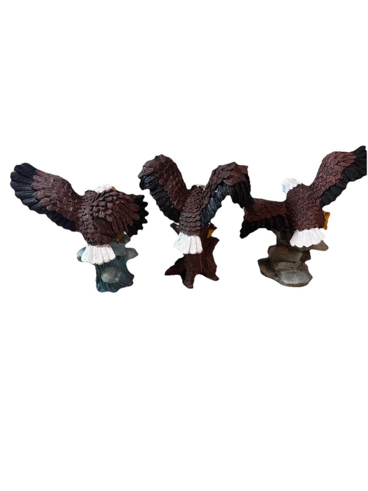 Vintage Resin Bald Eagle Lot of 3 Sitco Eagles 4" Discontinued
