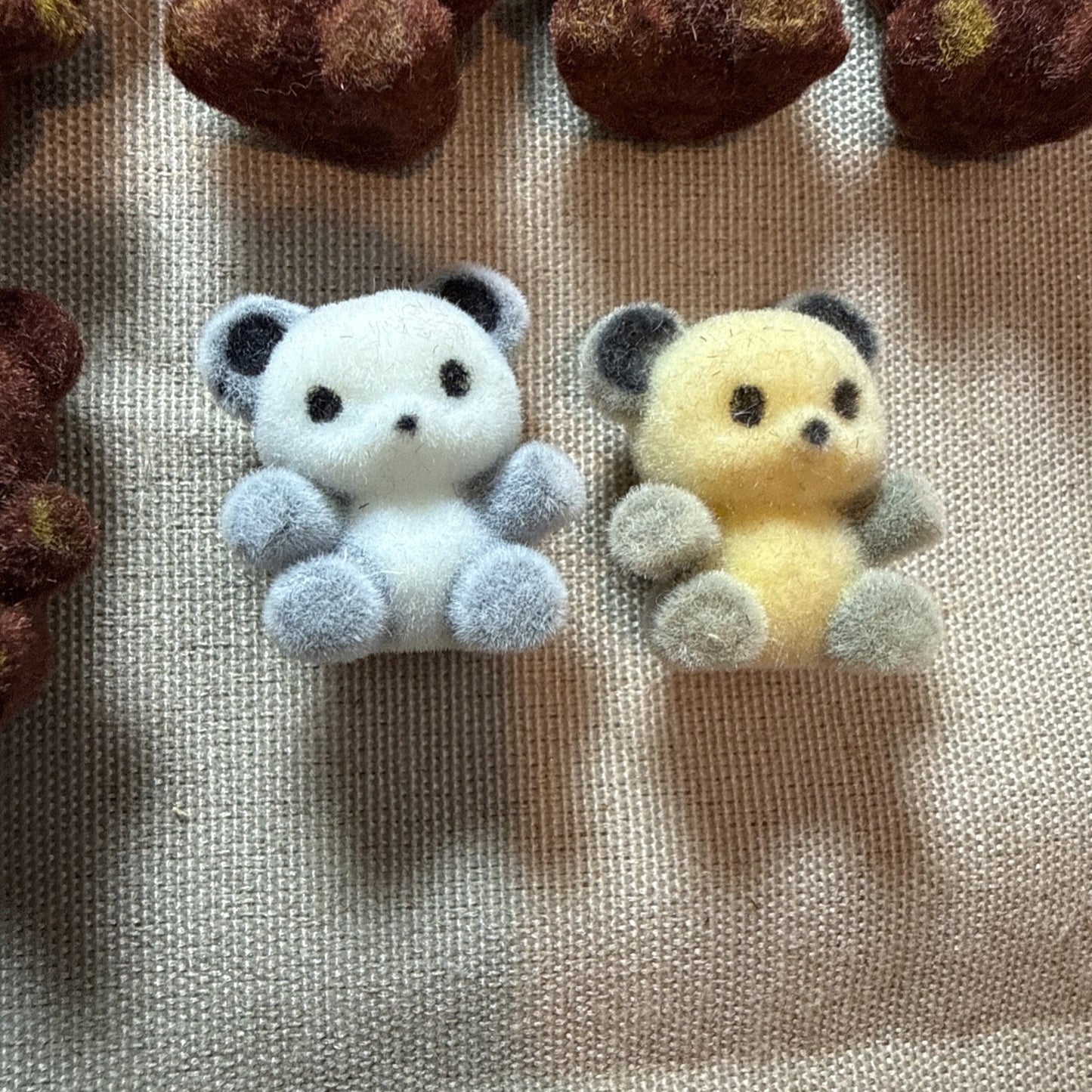 55 Flocked Miniature Teddy Bears White Brown Tan Vintage Crafting Minis Dioramas