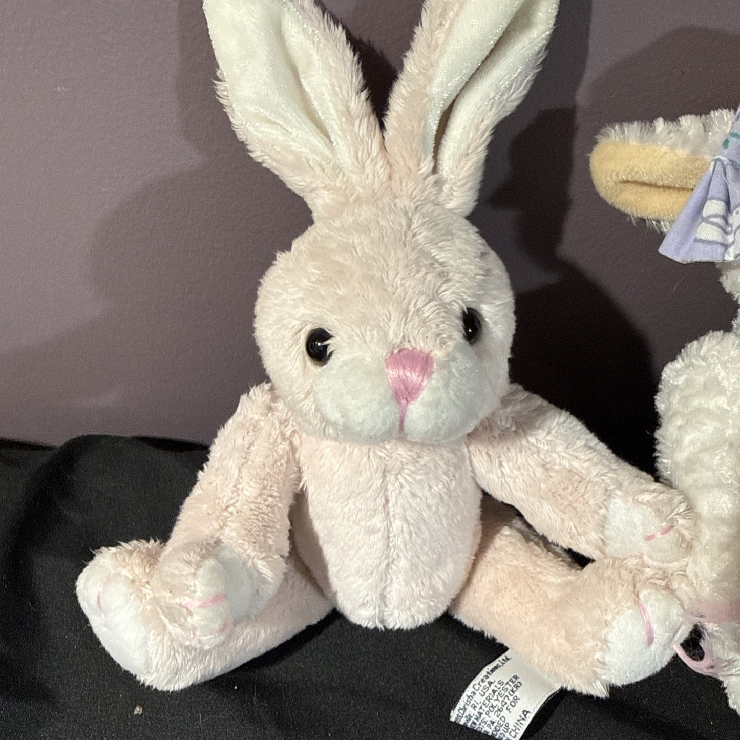 Vintage Chrisha Plush Rabbits Cow Pig Sheep 1999 Toys Lot 5 with Sweaters