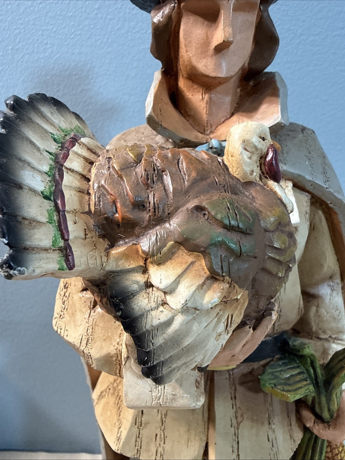 The Cracker Box Seasons Pilgrim Figurine Hand Painted Wood 13" Thanksgiving