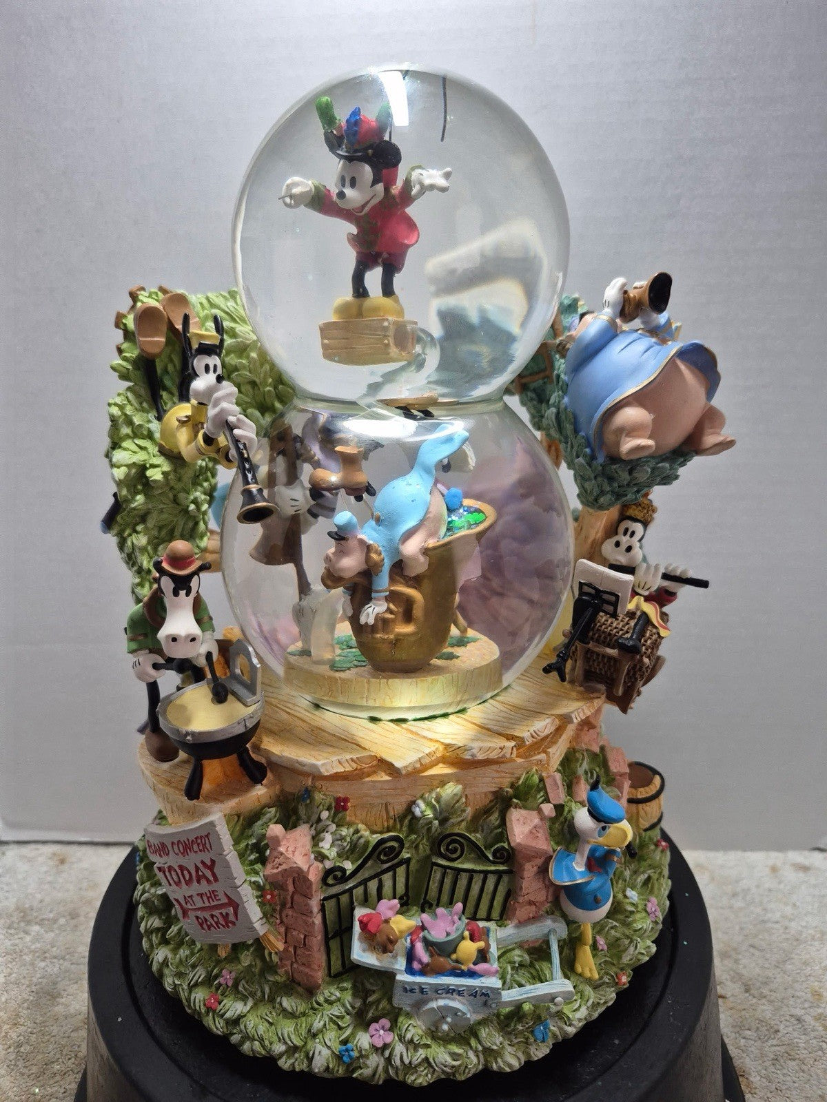 Disney Mickey Mouse Silly Symphonies Band Concert Double Snow Globe Collectible