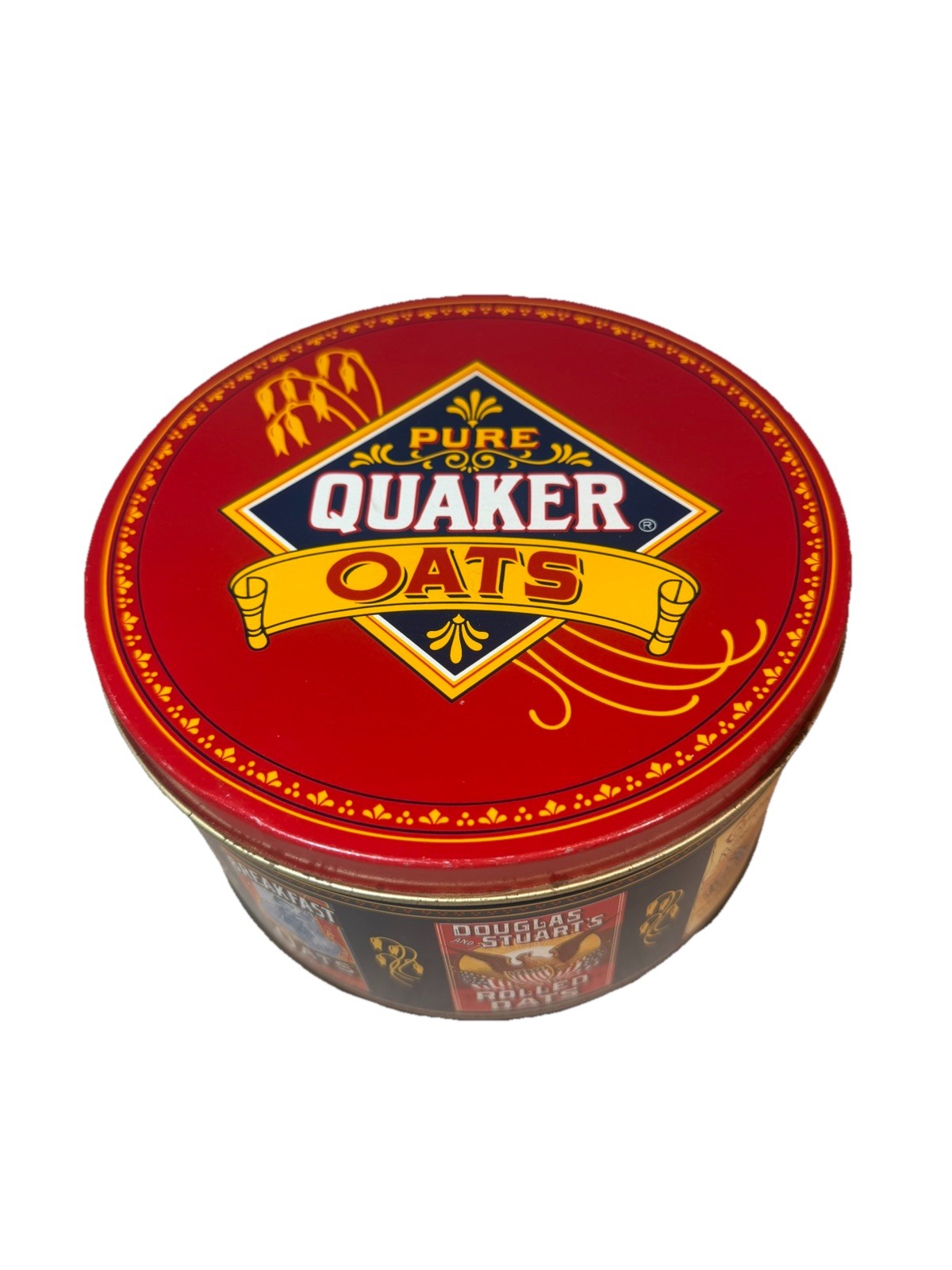 Vintage 1983 Quaker Oats Collector Tin Round Advertising Canister 7"