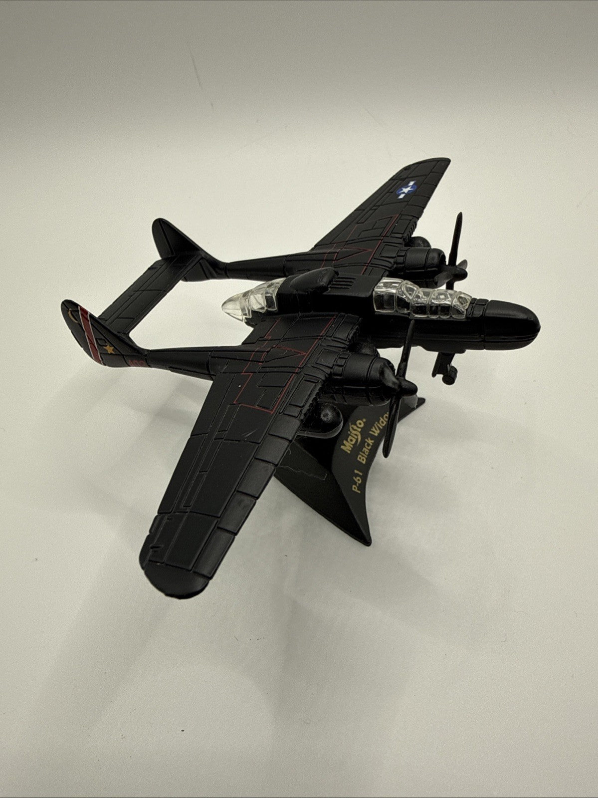 1:144 WWII USAF P 61 Black Widow Aircraft, Diecast Replica, With Maisto Stand
