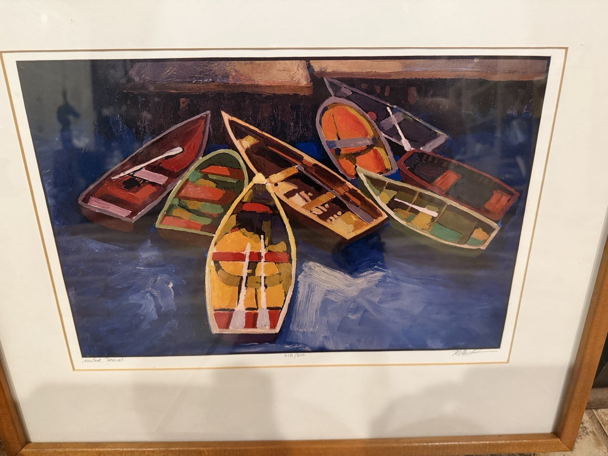 Signed Limited Edition Print Nested Dories Boat Coastal Art Numbered Framed