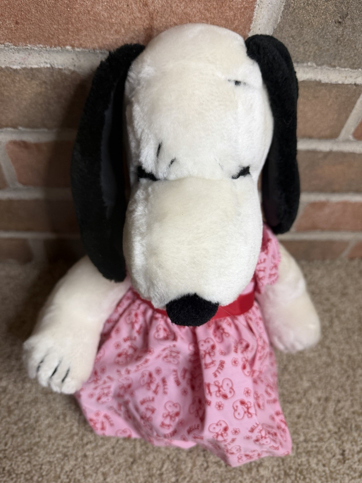 Vintage Peanuts Snoopy Belle Plush Lot Valentine Heart Easter Bunny 17"