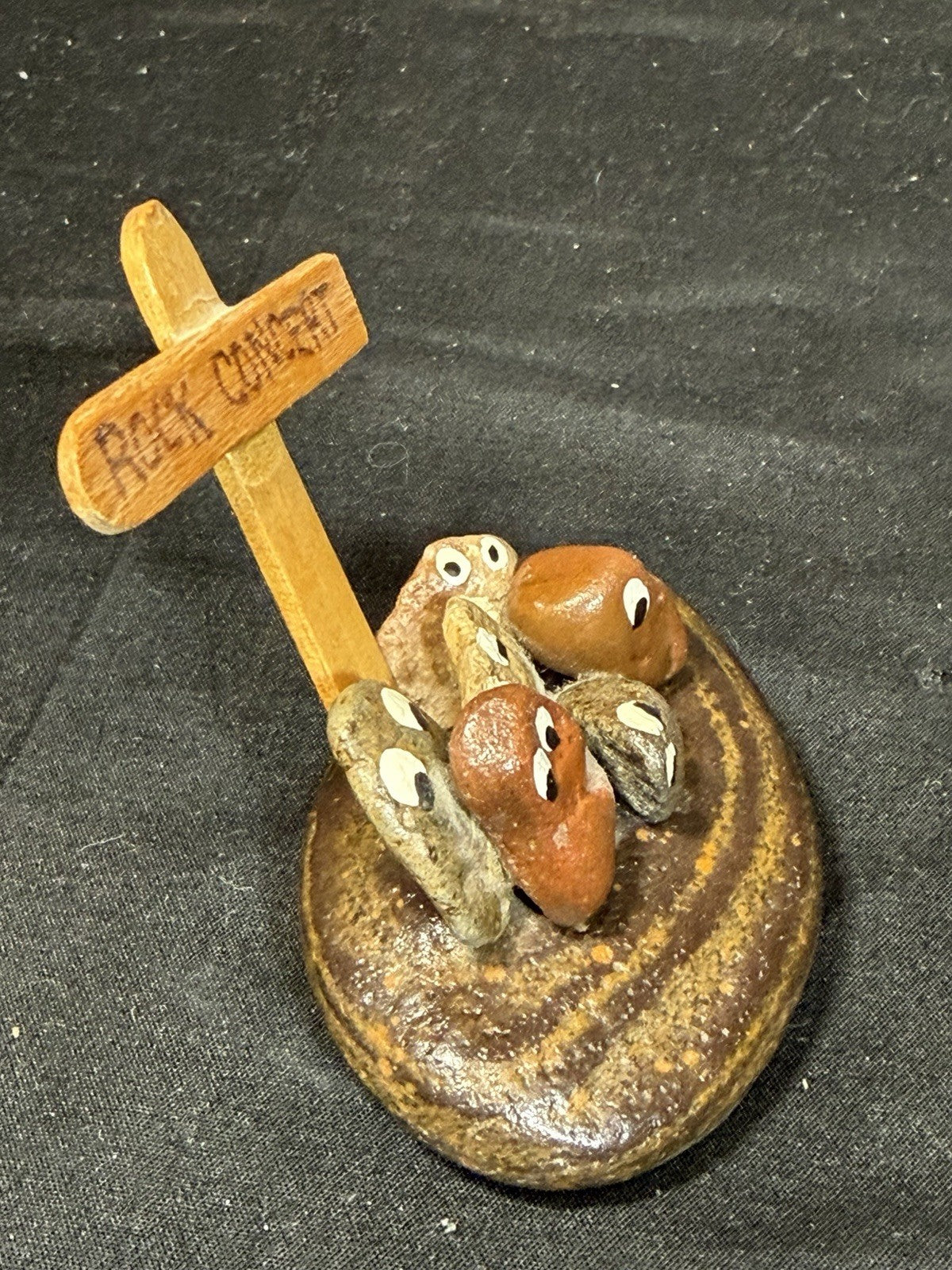 Vintage Pet Rock Paperweight Rock Concert 1970s Hand Painted Super Cute
