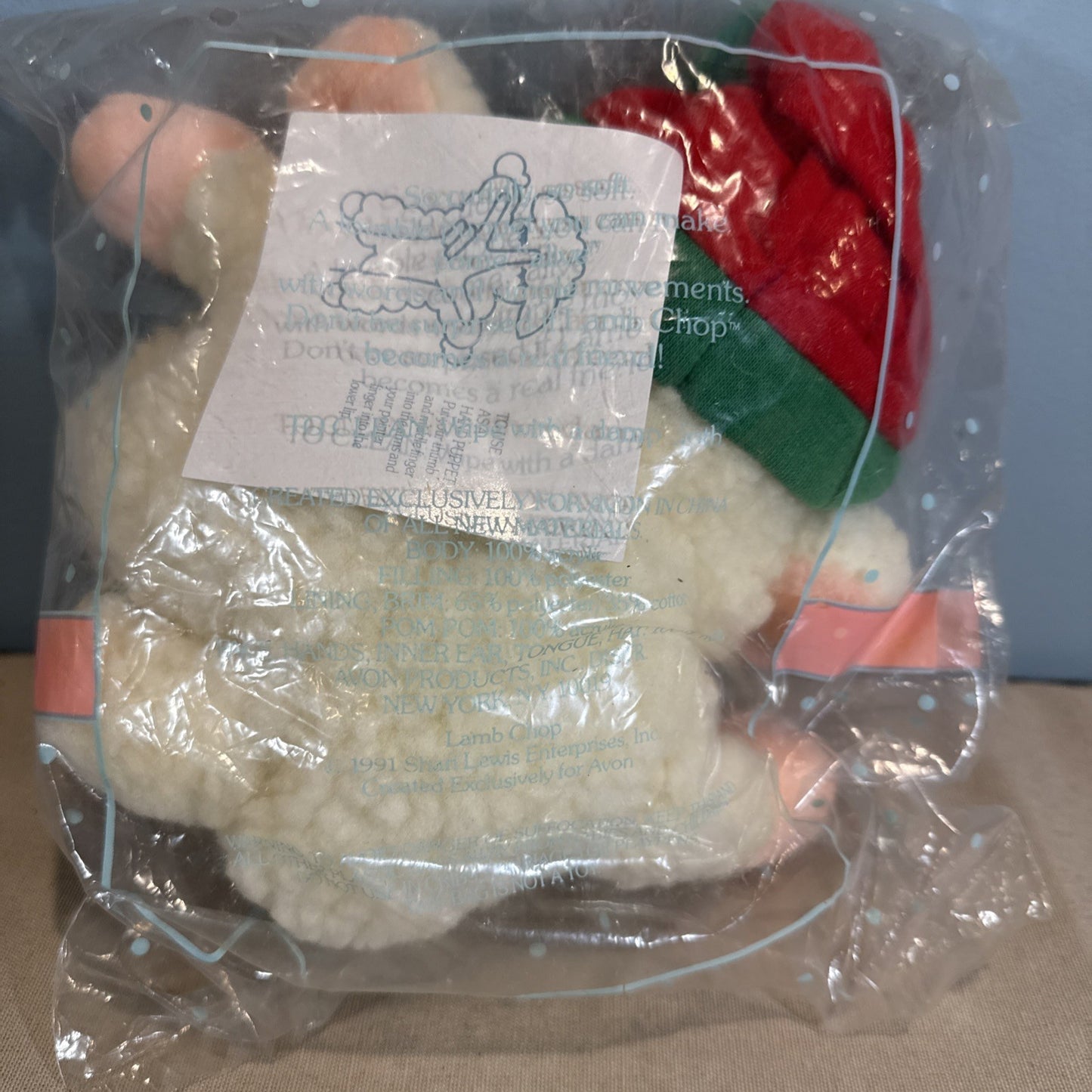 1991 Avon Lamb Chop Plush Hand Puppet Shari Lewis Holiday Vintage