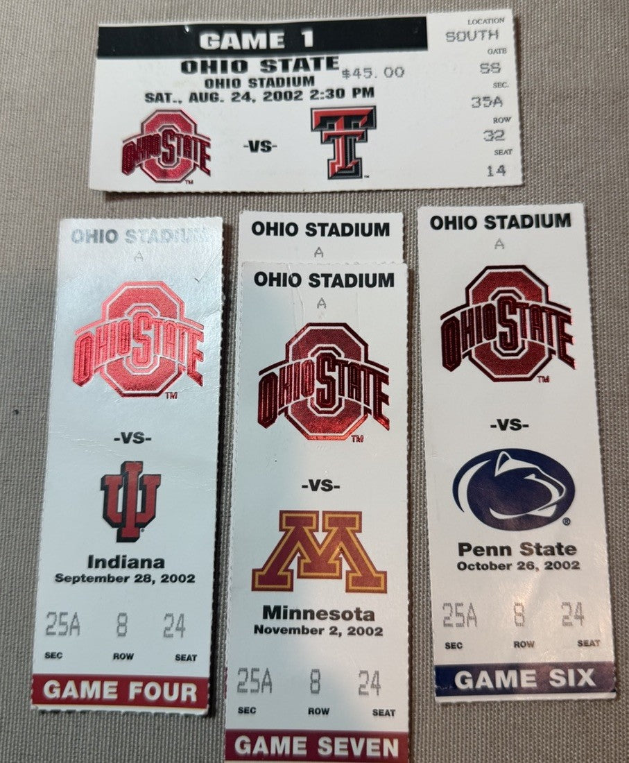 2002 Ohio State Ticket Stub Lot Tressel Undefeated Season Penn State TTUN