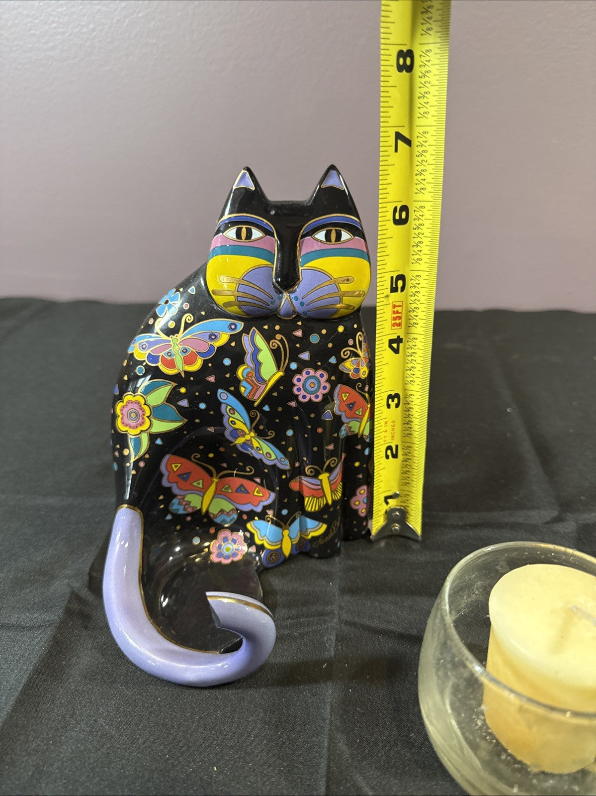 Vintage Laurel Burch Feline Plate Figurine Candle Holder Lot of 3 items