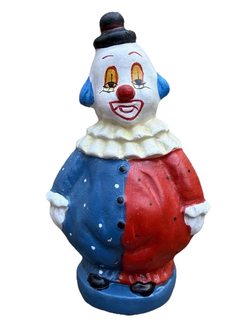 Vintage Chalkware Clown Figurine Hand Painted Plaster Carnival Prize Circus