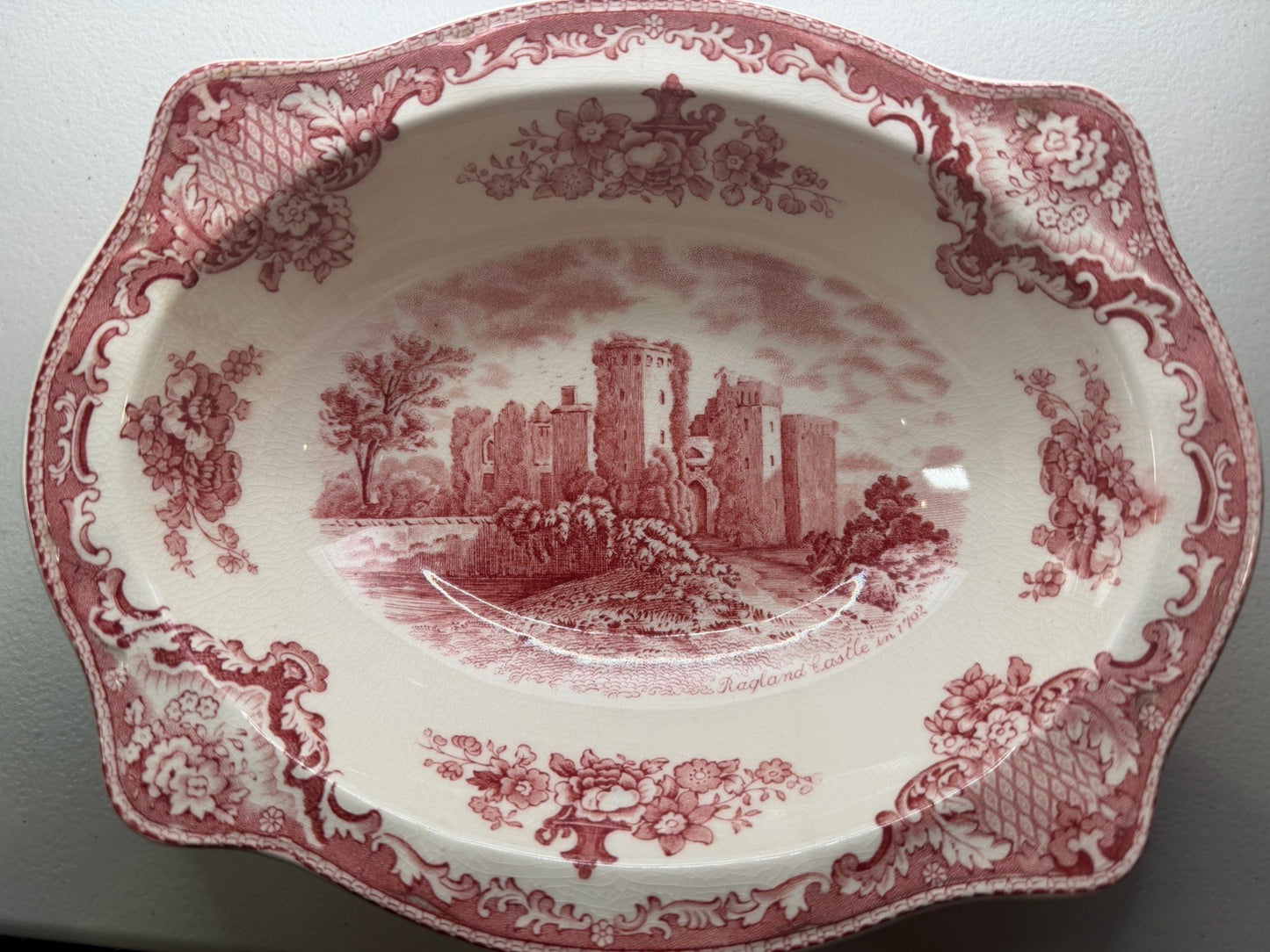 Johnson Brothers Old Britain Castles Red Oval Vegetable Bowl 2 Dessert Bowls