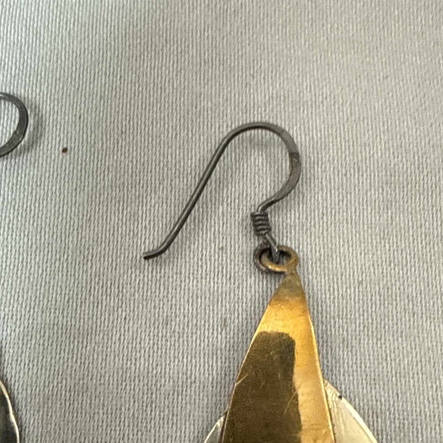 Vintage Mid Century Modern Brass Dangle Earrings 1.5" Pair
