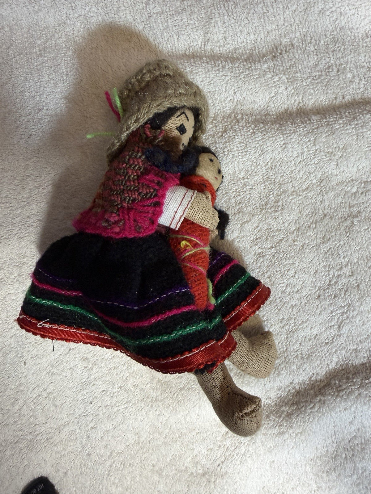 Peruvian Textile Doll Mother Baby Handmade Folk Art Collectible