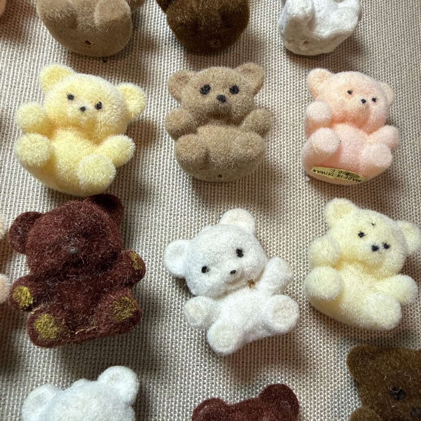 Lot of 42 Flocked Fuzzy Miniature Teddy Bears 1” Vintage Crafting Minis Dioramas