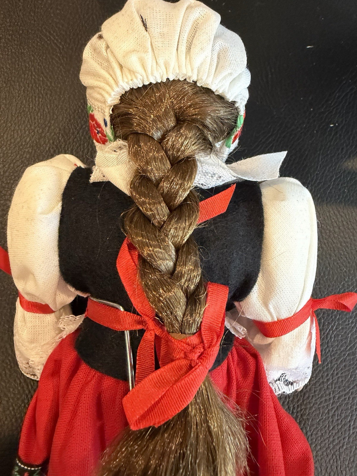 Vintage Porcelain Folk Costume Dolls Lot 2 Braided Hair Stands 8" Traditional