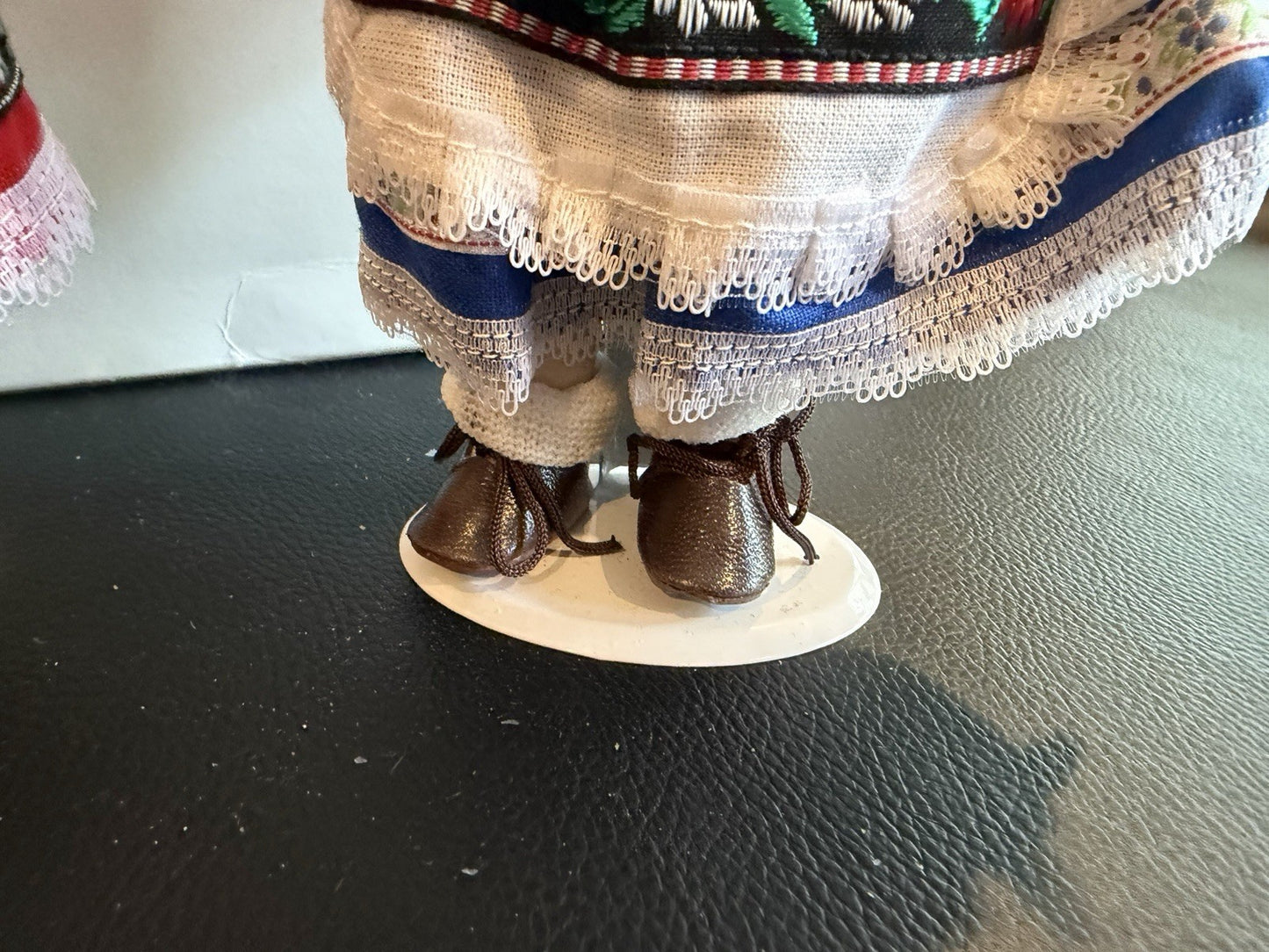 Vintage Porcelain Folk Costume Dolls Lot 2 Braided Hair Stands 8" Traditional