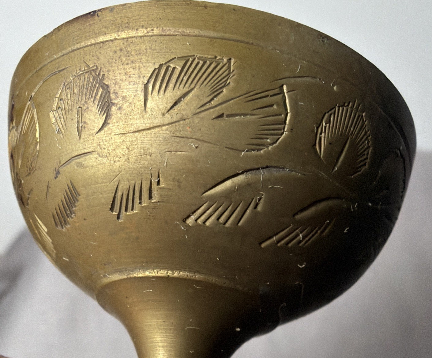 Vintage Etched Indian Brass Bell and Incense Ceremonial/Meditation Implements