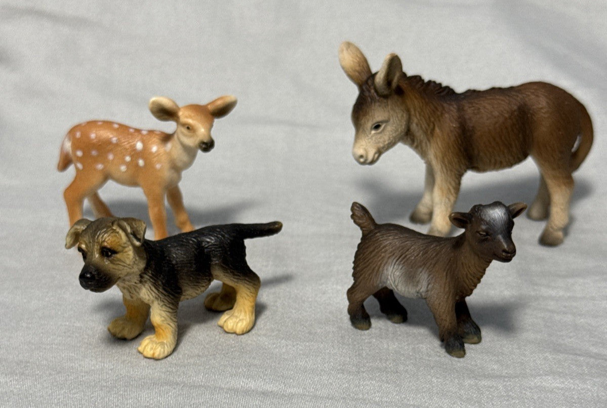 Schleich Animal Figurine Lot German Shepherd Goat Deer Donkey Realistic Toys