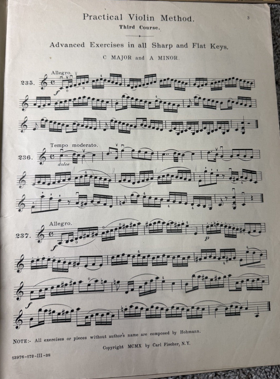 Vintage C H Hohmann Practical Violin Method Books Carl Fischer Publishing