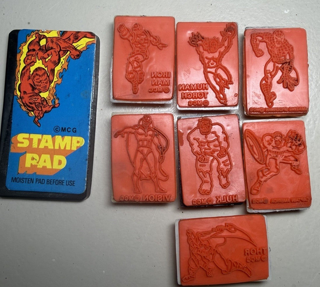 Vintage Rubber Stamp Lot Marvel Comics Disney Mickey Smurfs Friends Craft 30pc