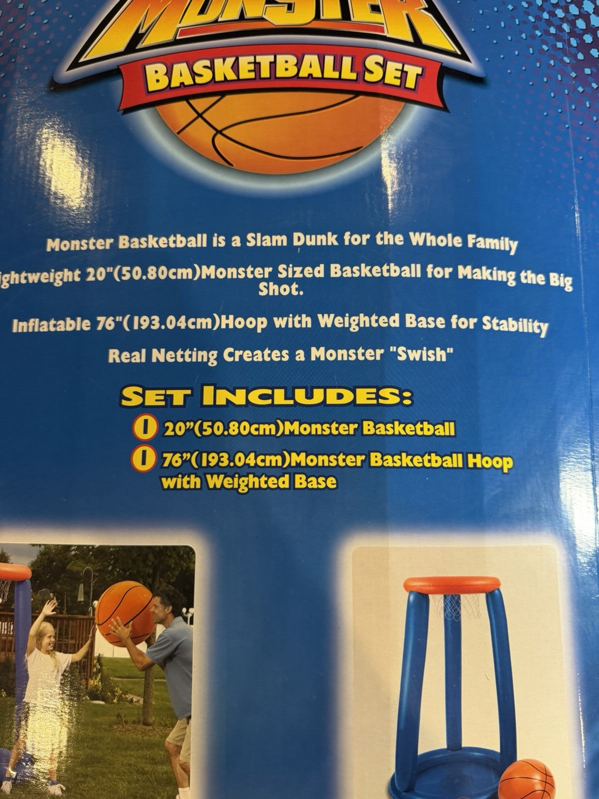 Monster Basketball Set Inflatable Hoop Oversized 20 Inch Ball Outdoor Game New