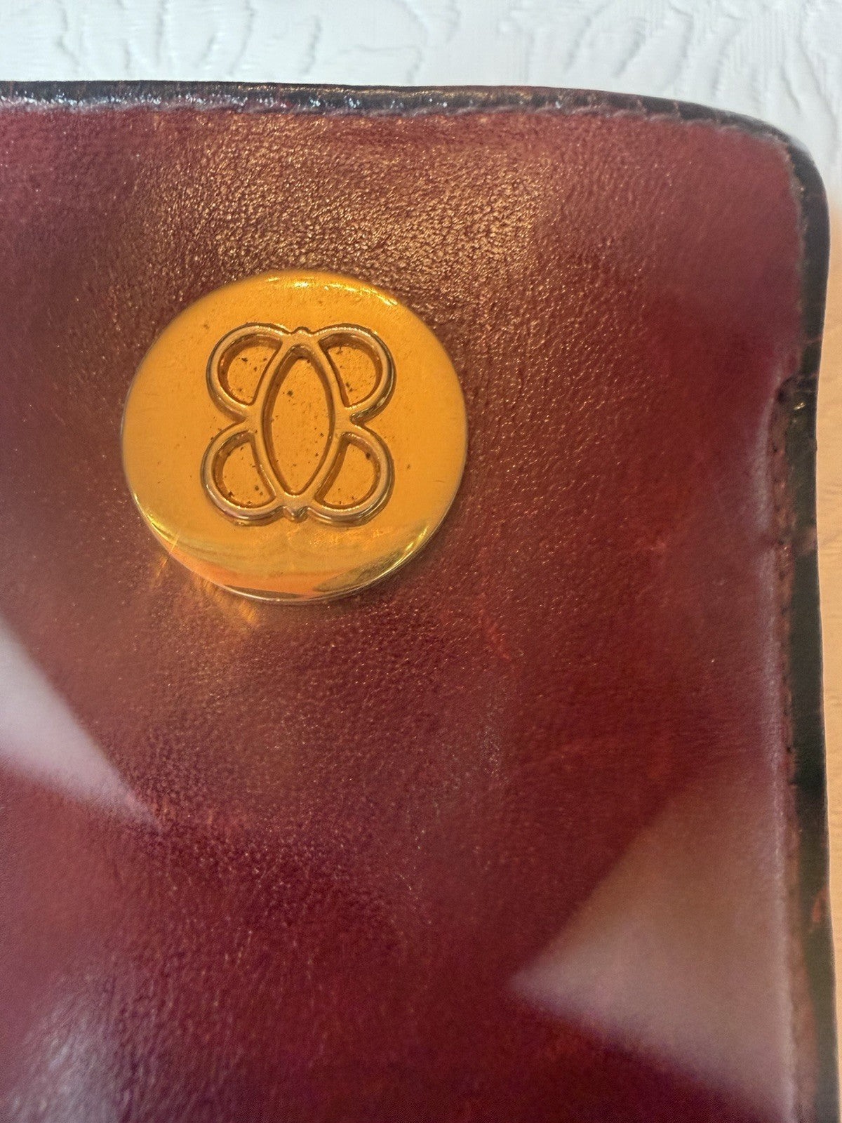 Vintage Lady Bosca Leather Eyeglass Case Keychain Set Burgundy Full Grain