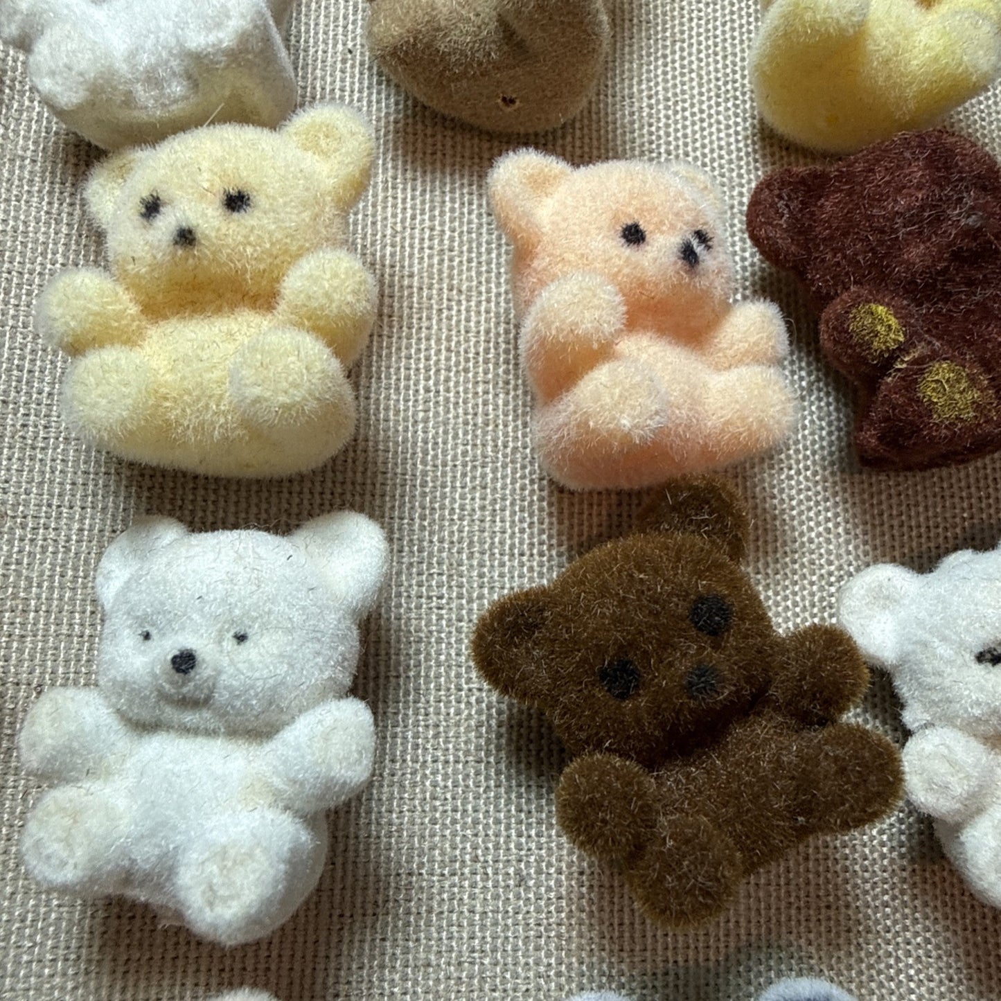 Lot of 42 Flocked Fuzzy Miniature Teddy Bears 1” Vintage Crafting Minis Dioramas