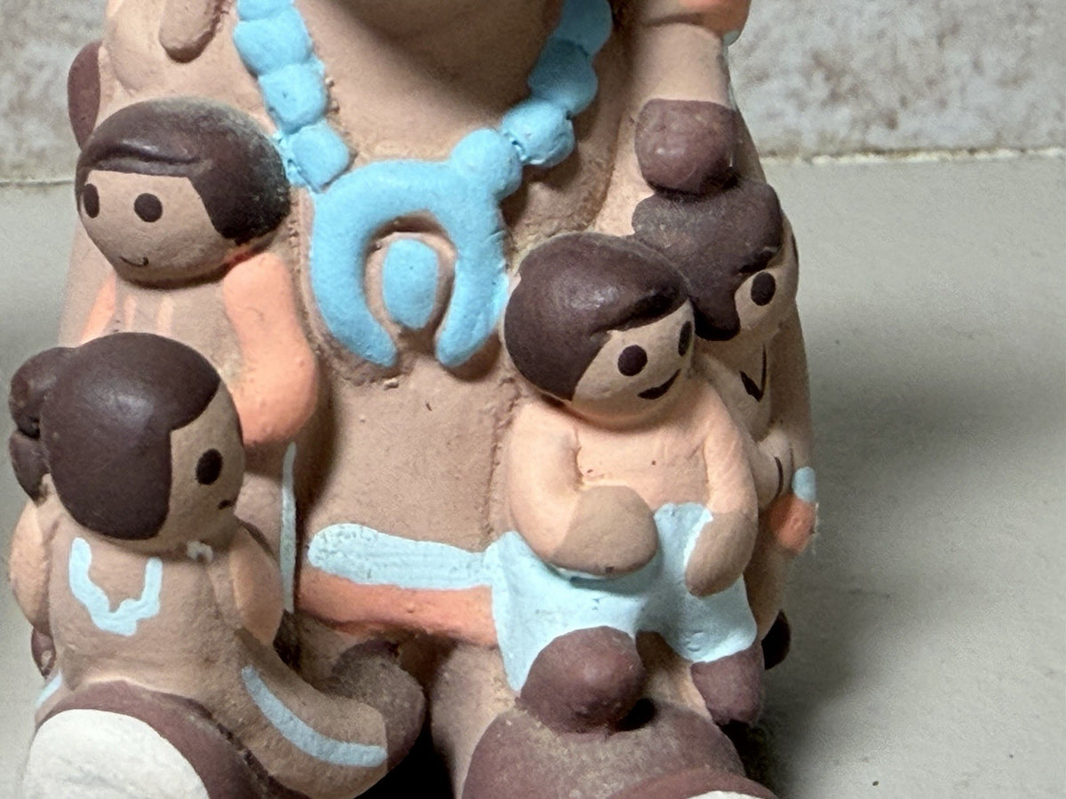 Vintage 1989 Teissedre Storyteller Native American Clay Pottery Figurines Pair