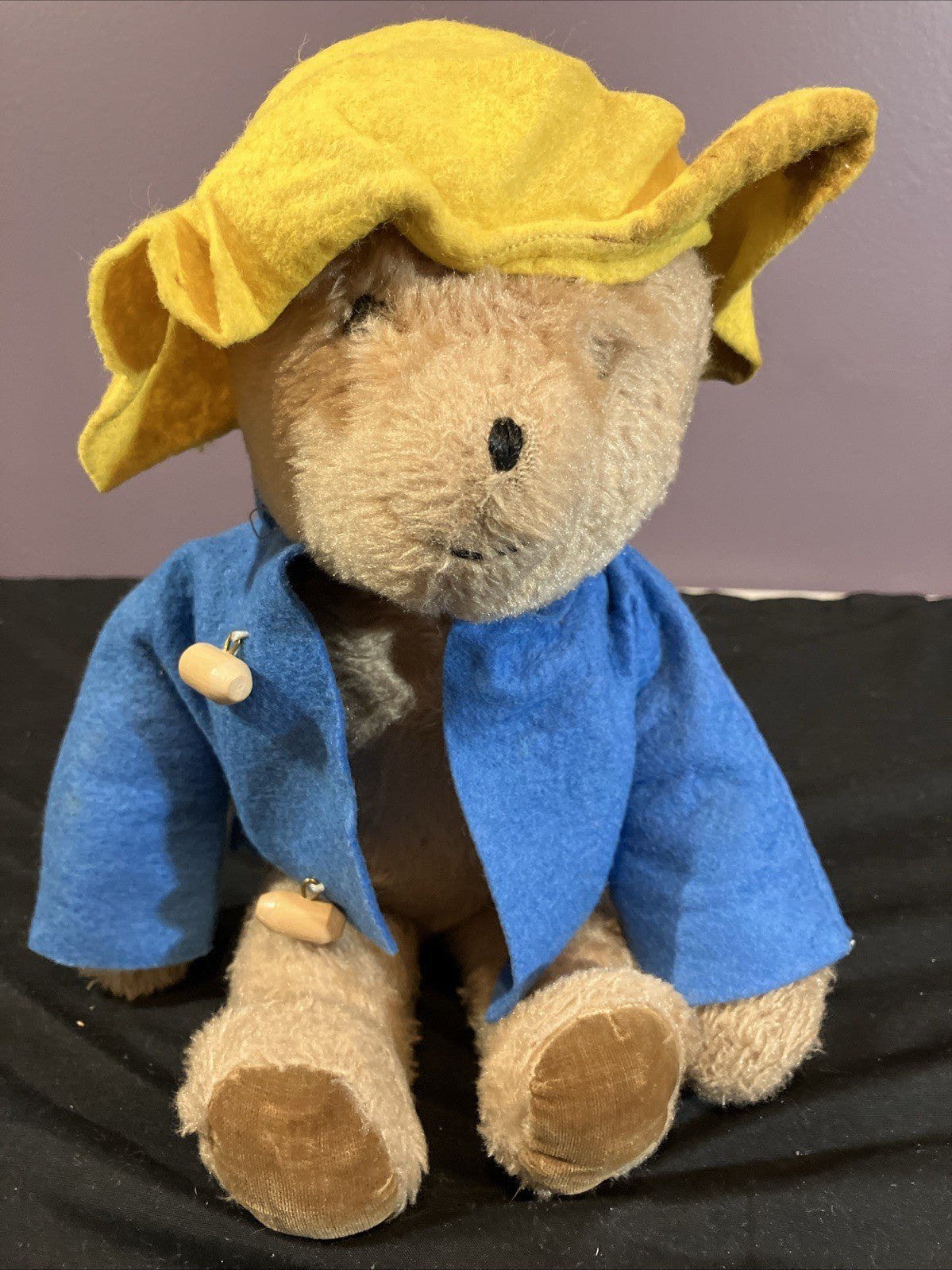 Vintage Paddington Bear Plush Eden Toys 13 Inch Blue Coat Yellow Hat 1975