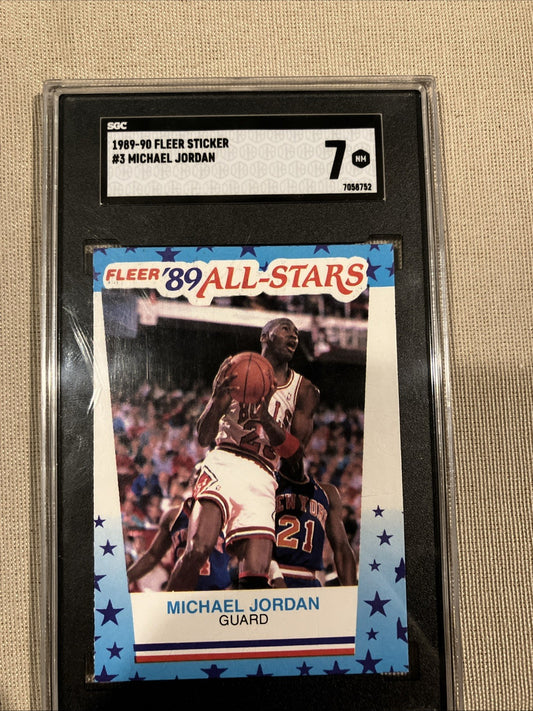 1989 Fleer All Stars Sticker Michael Jordan #3 Graded Card