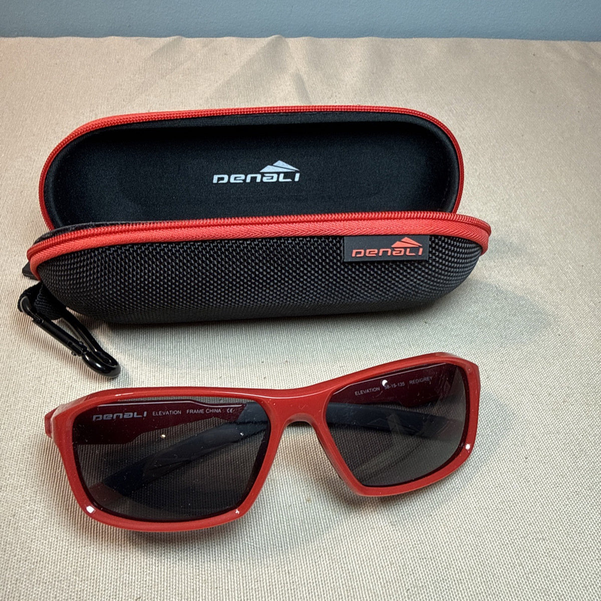 DENALI Elevation Sunglasses Red Gray Eyewear 58/15/135 Case New Sport Wrap Frame