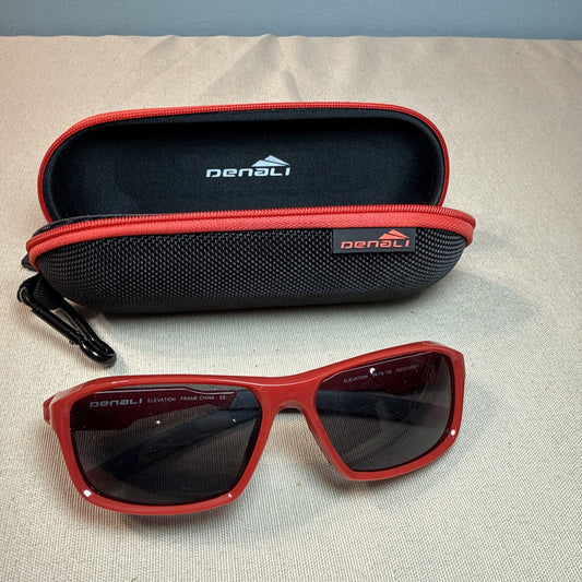 DENALI Elevation Sunglasses Red Gray Eyewear 58/15/135 Case New Sport Wrap Frame