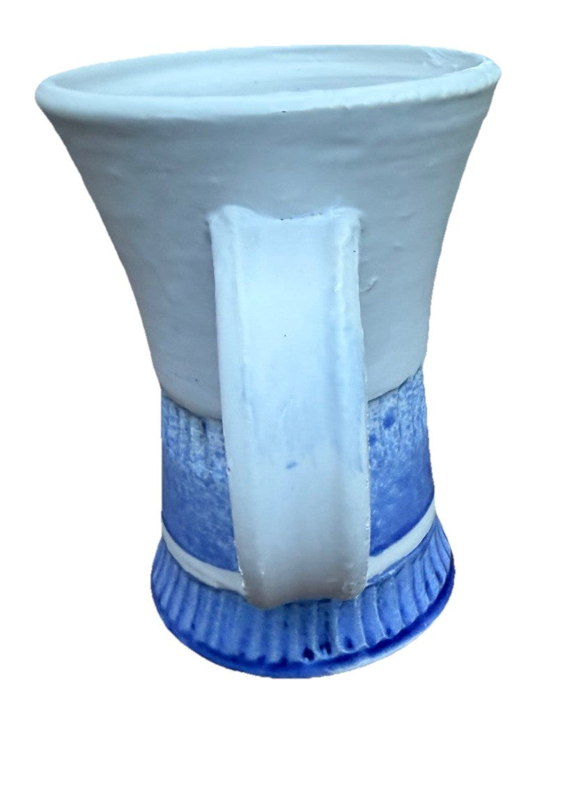 MD Diggles Pottery Stoneware Blue White Mug Handmade Ceramic 5”
