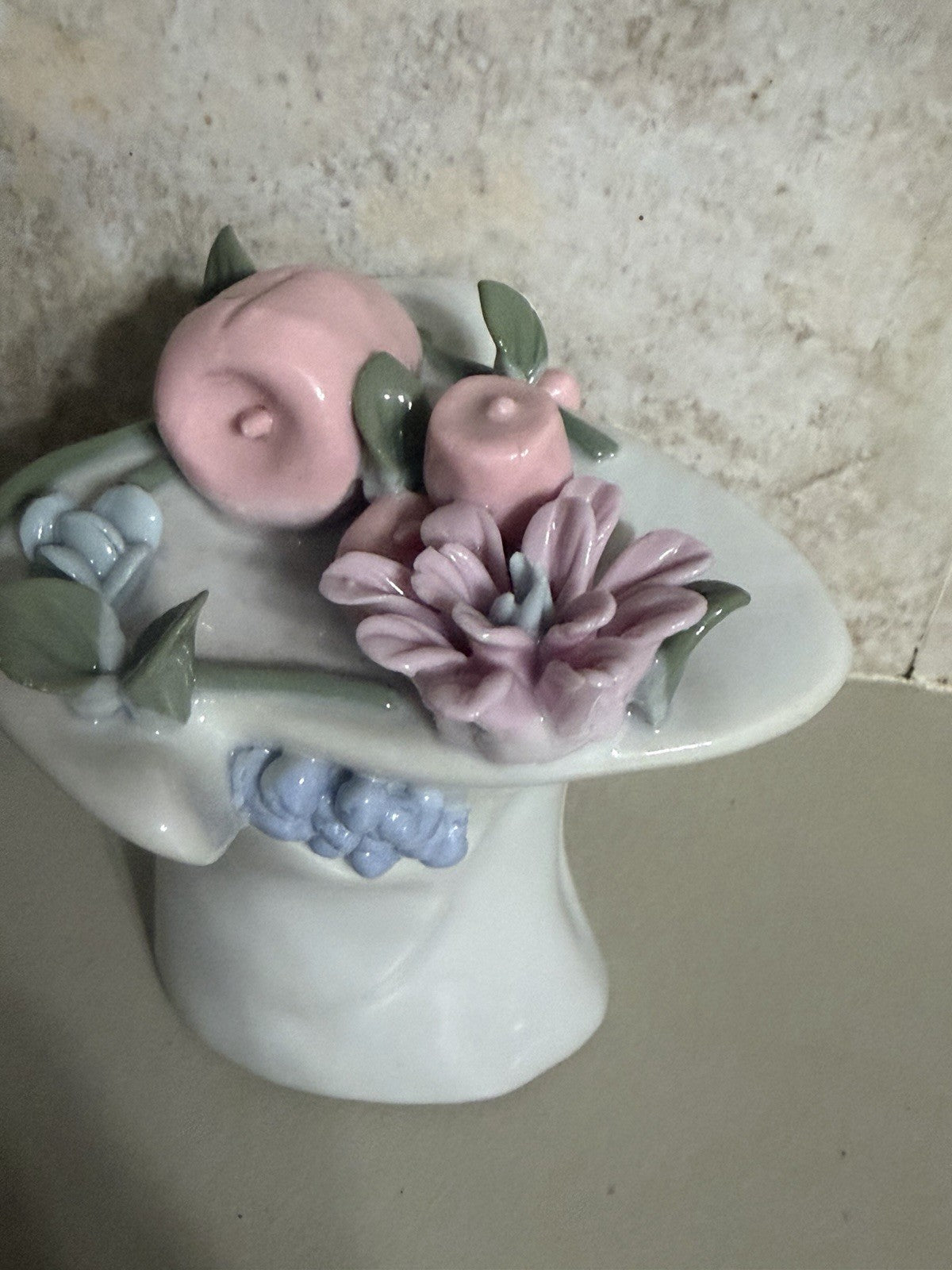 Vintage Porcelain Hat Vase Planter Pair Floral Made in China