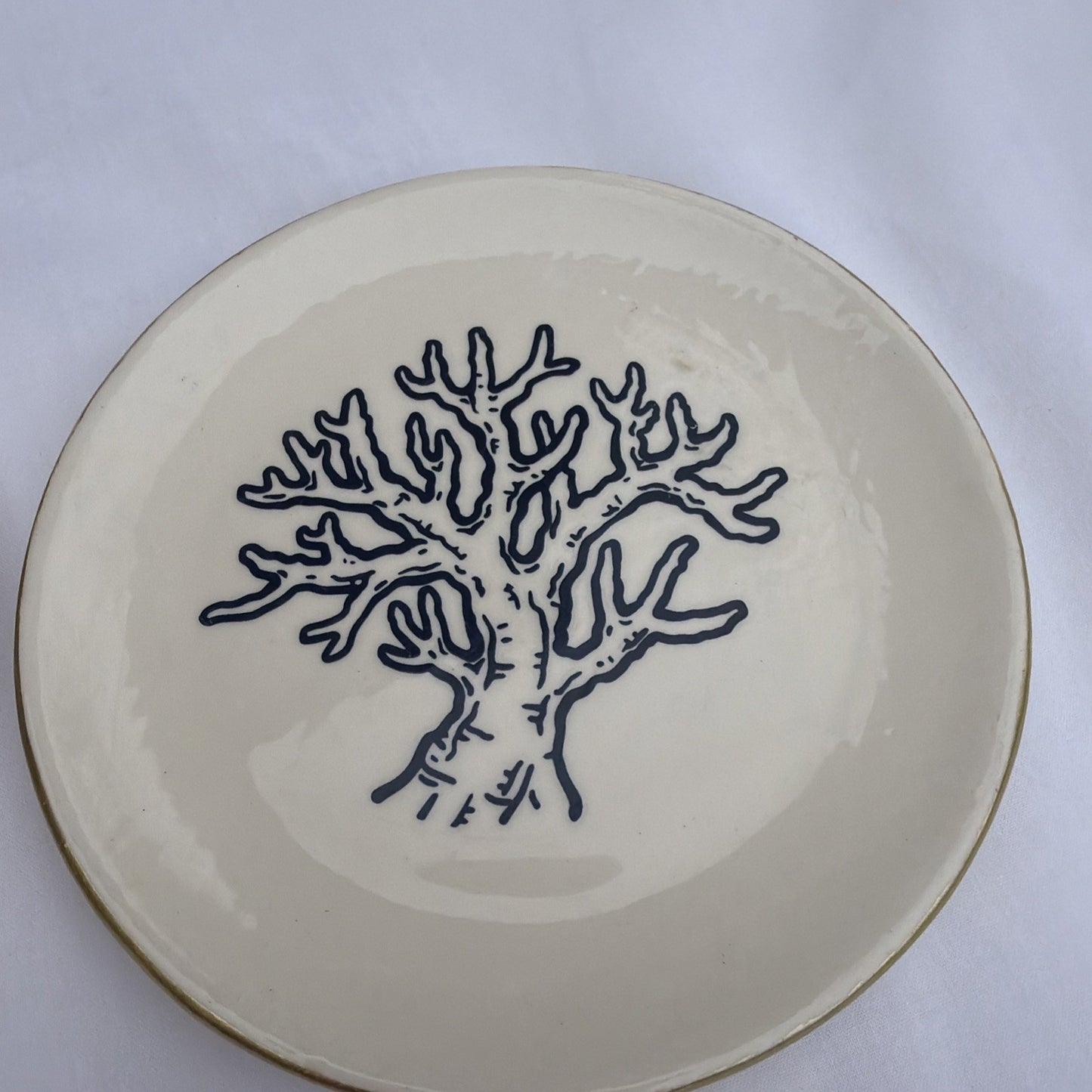 Nautical Ceramic Plates Set 2 Small Decorative Shell Ocean Theme 5.5"