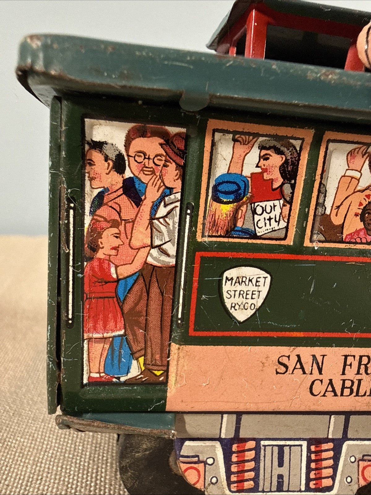 Powell & Mason st Tin Toy street cable Car San Francisco 514 Friction Toy Works