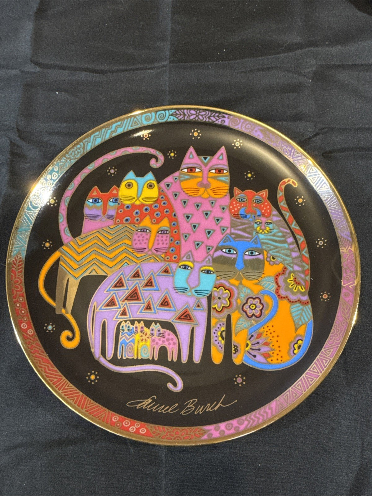 Vintage Laurel Burch Feline Plate Figurine Candle Holder Lot of 3 items