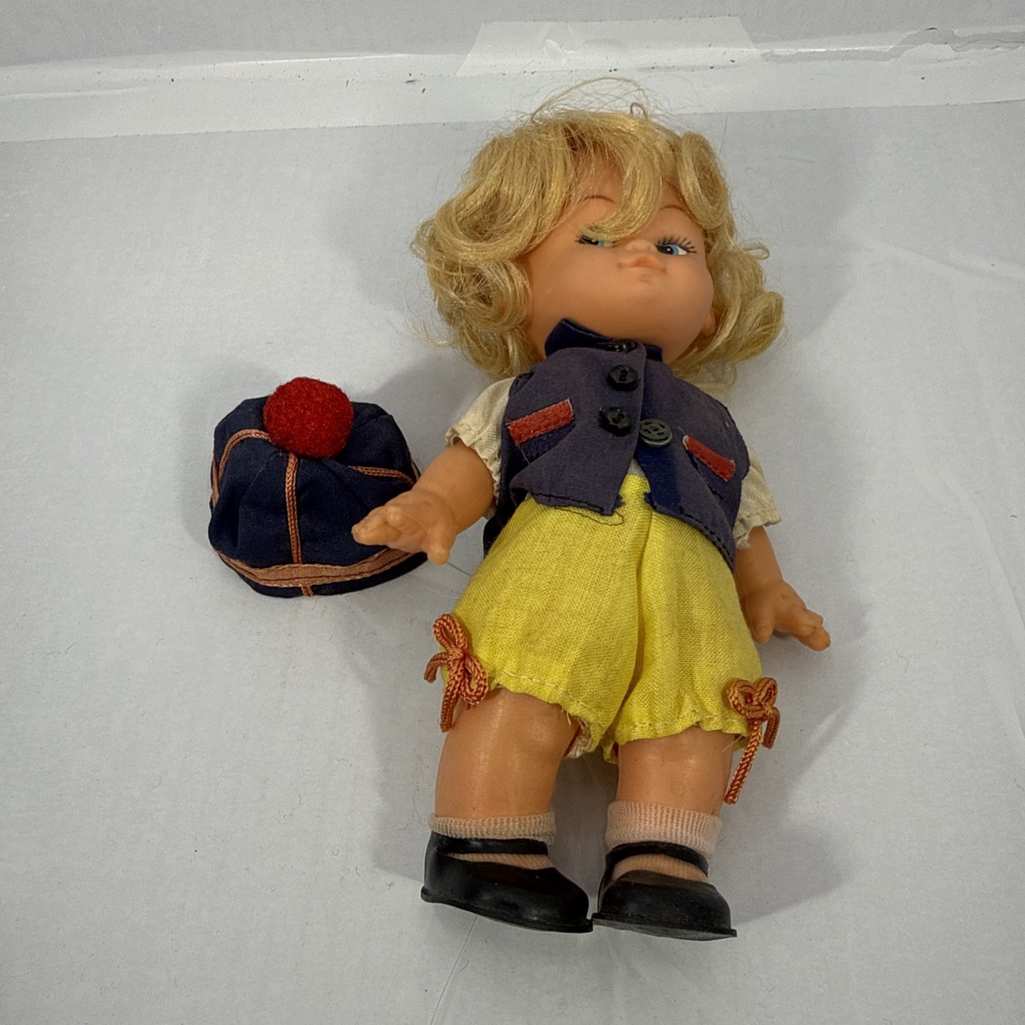 Vintage Hong Kong Pocket Doll Side Glancing Eyes Folk Costume Boy Doll